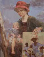 Mother with a red hat
